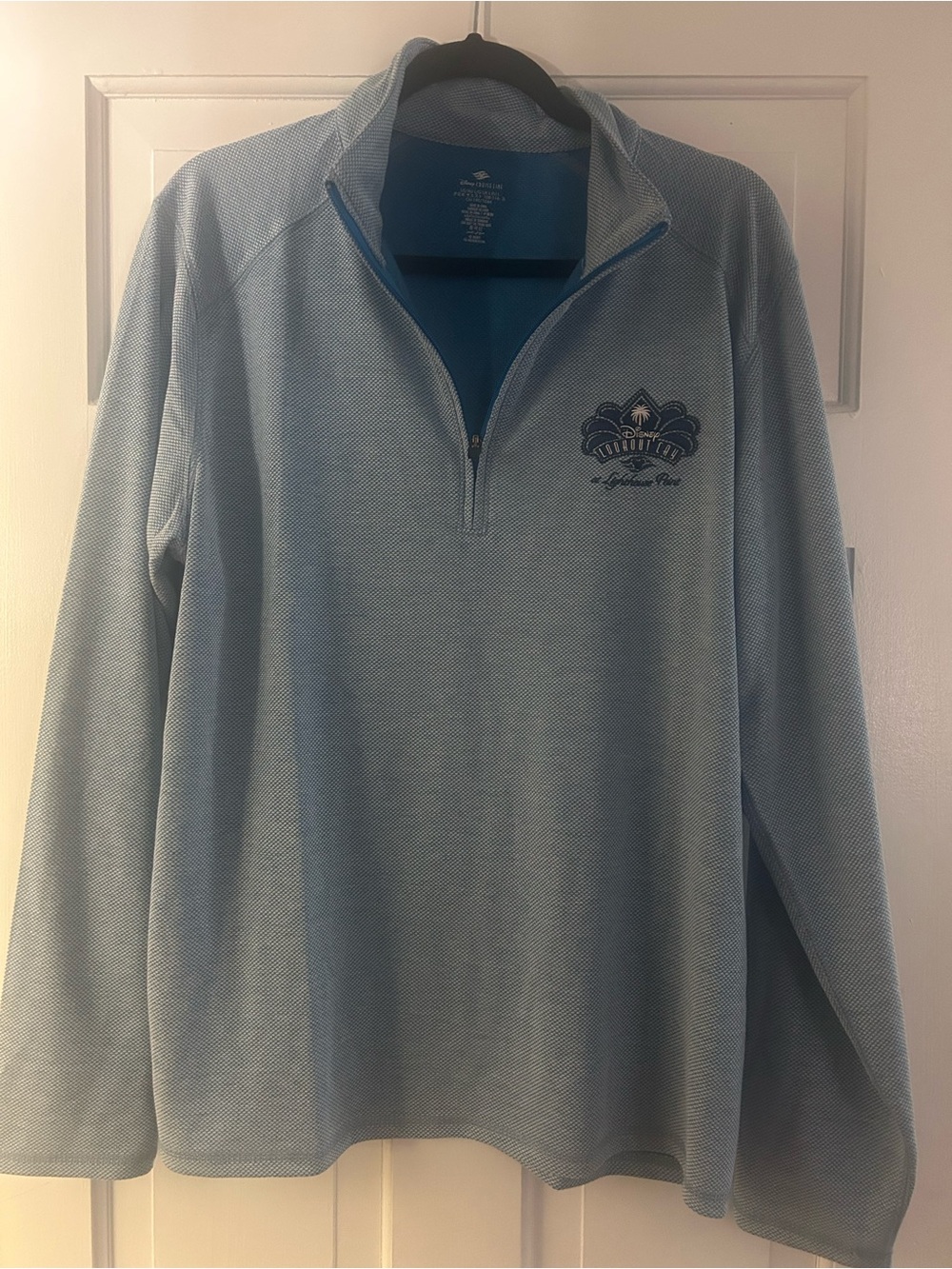 Disney Light Blue Men's Half-Zip Pullover with Crest